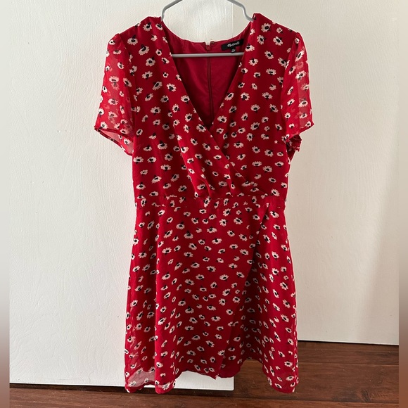 Madewell Dresses & Skirts - Madewell red floral wrap front dress